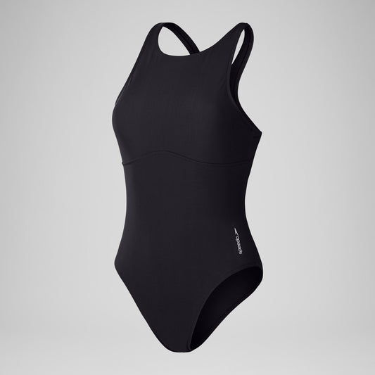 Speedo Solid High Neck One Piece Black