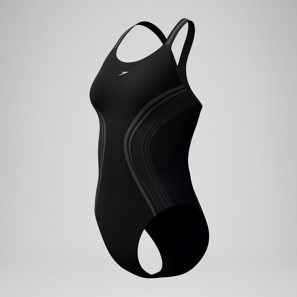 Speedo V Class Printed Performance Back Swimsuit Black