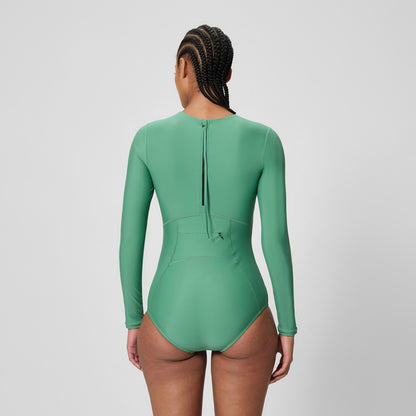 Speedo Ocean Flex Long Sleeve Zip Swimsuit Green