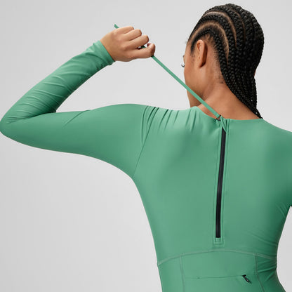 Speedo Ocean Flex Long Sleeve Zip Swimsuit Green