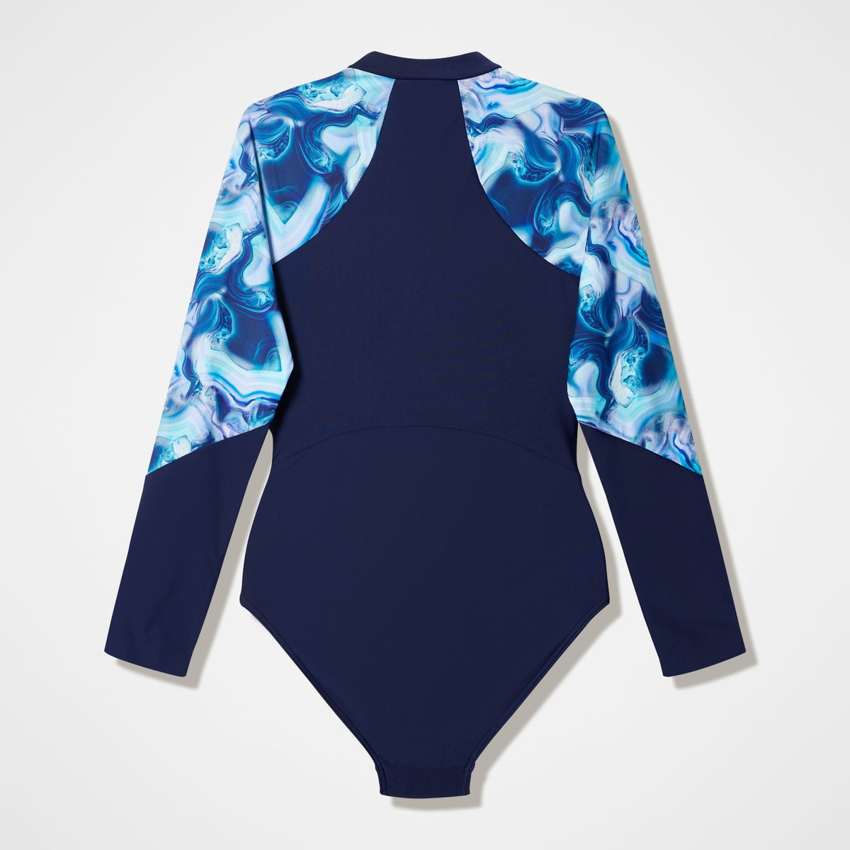 Speedo Modern Coverage Printed Long Sleeve Swimsuit Navy