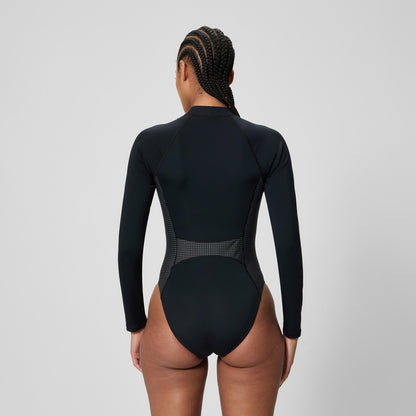 Speedo Scuba Flex Long Sleeve Zip Swimsuit Black/Green