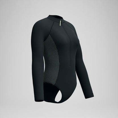 Speedo Scuba Flex Long Sleeve Zip Swimsuit Black/Green