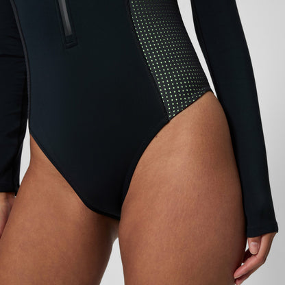 Speedo Scuba Flex Long Sleeve Zip Swimsuit Black/Green