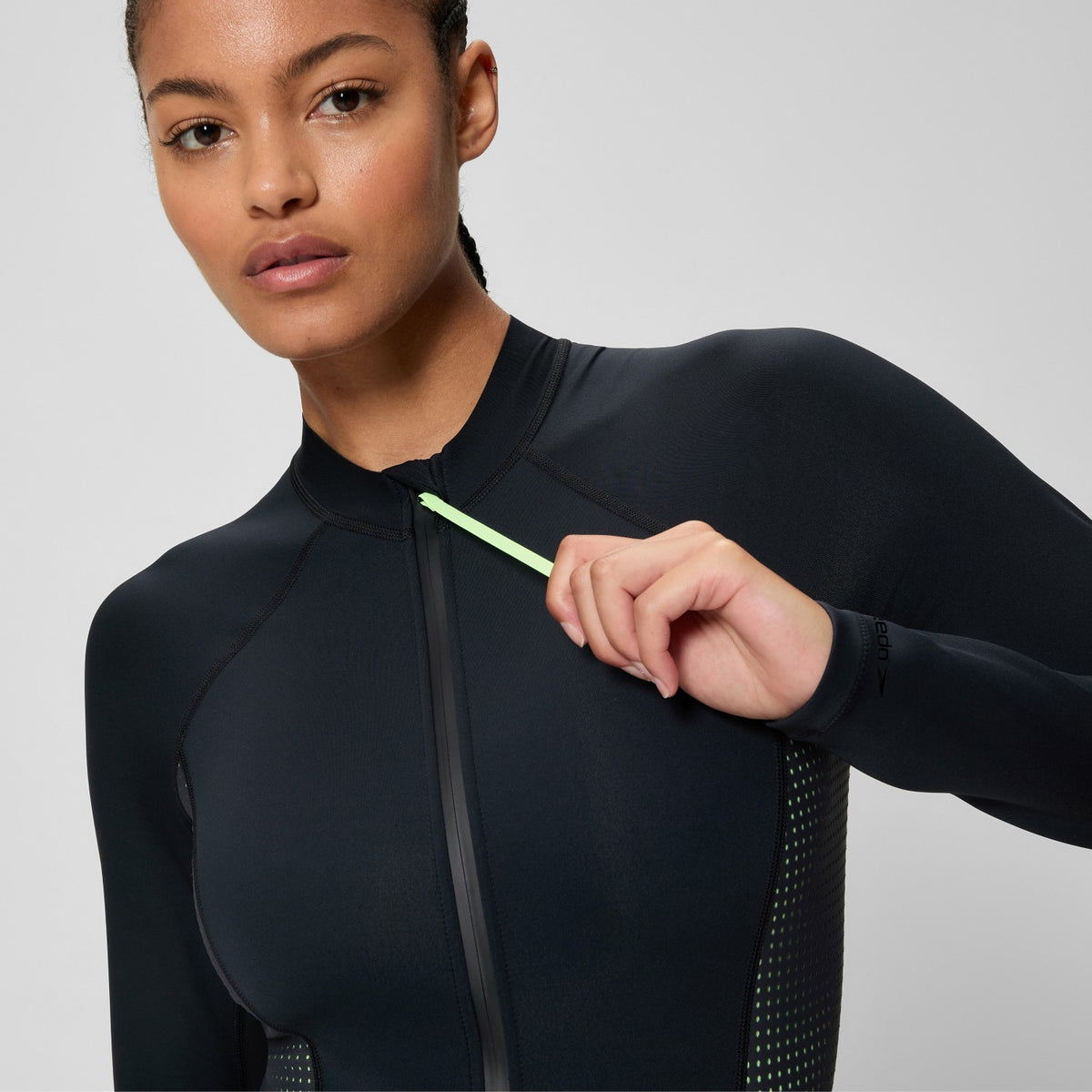 Speedo Scuba Flex Long Sleeve Zip Swimsuit Black/Green