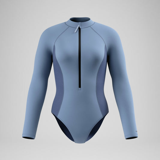 Speedo Scuba Flex Long Sleeve Zip Swimsuit Grey/Blue
