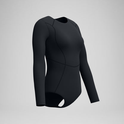 Speedo Ocean Flex Long Sleeve Zip Swimsuit Black