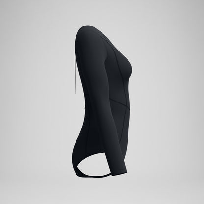 Speedo Ocean Flex Long Sleeve Zip Swimsuit Black