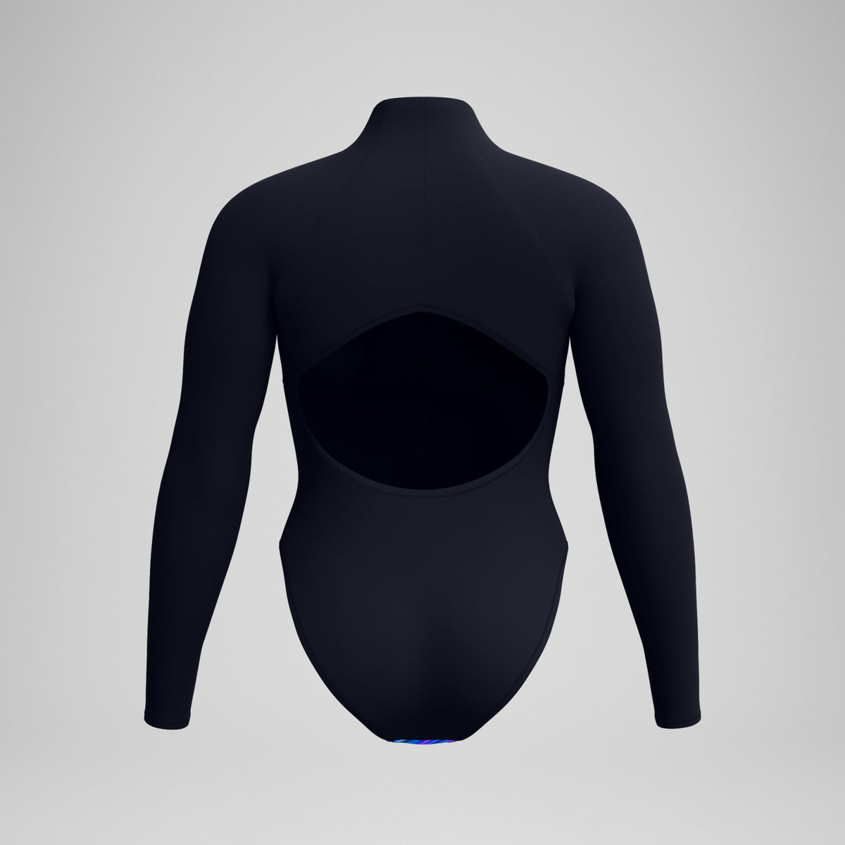 Speedo Printed Long Sleeve Zip One Piece Black/Blue