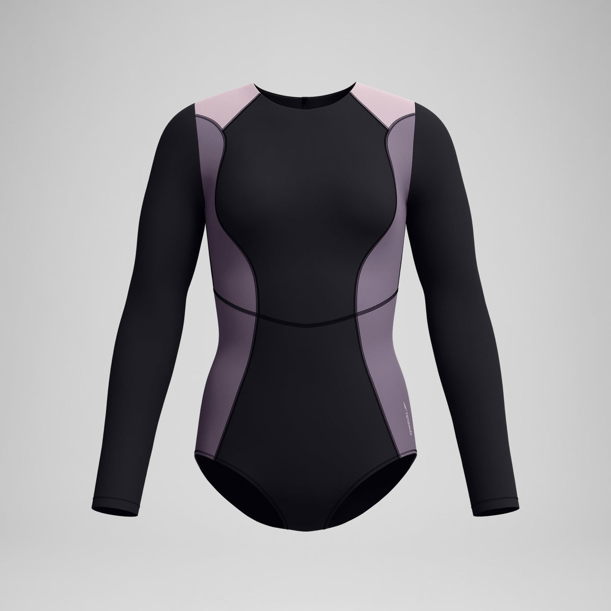 Speedo Long Sleeve Zip Back Swimsuit Black/Dark Grey