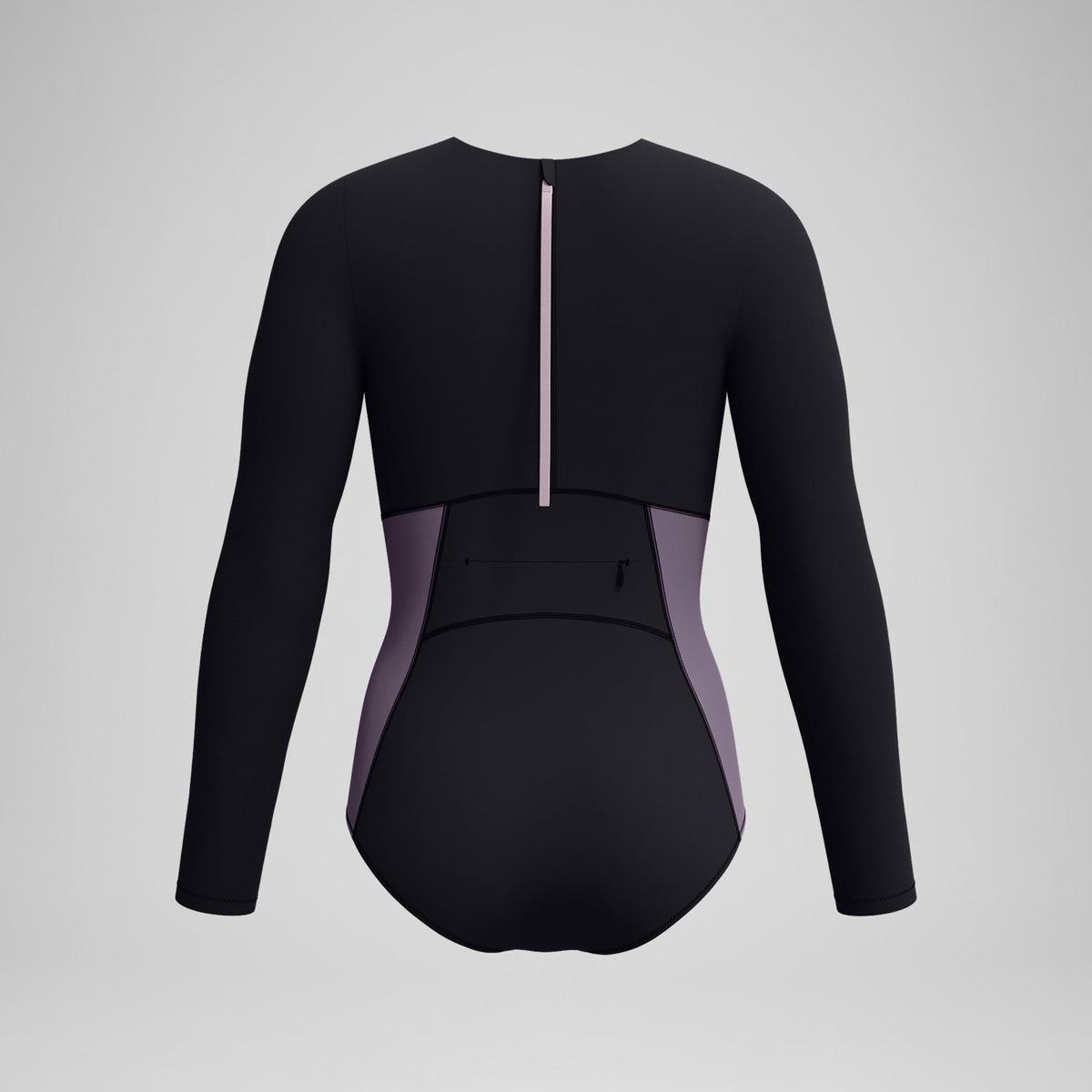 Speedo Long Sleeve Zip Back Swimsuit Black/Dark Grey