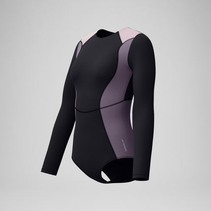Speedo Long Sleeve Zip Back Swimsuit Black/Dark Grey