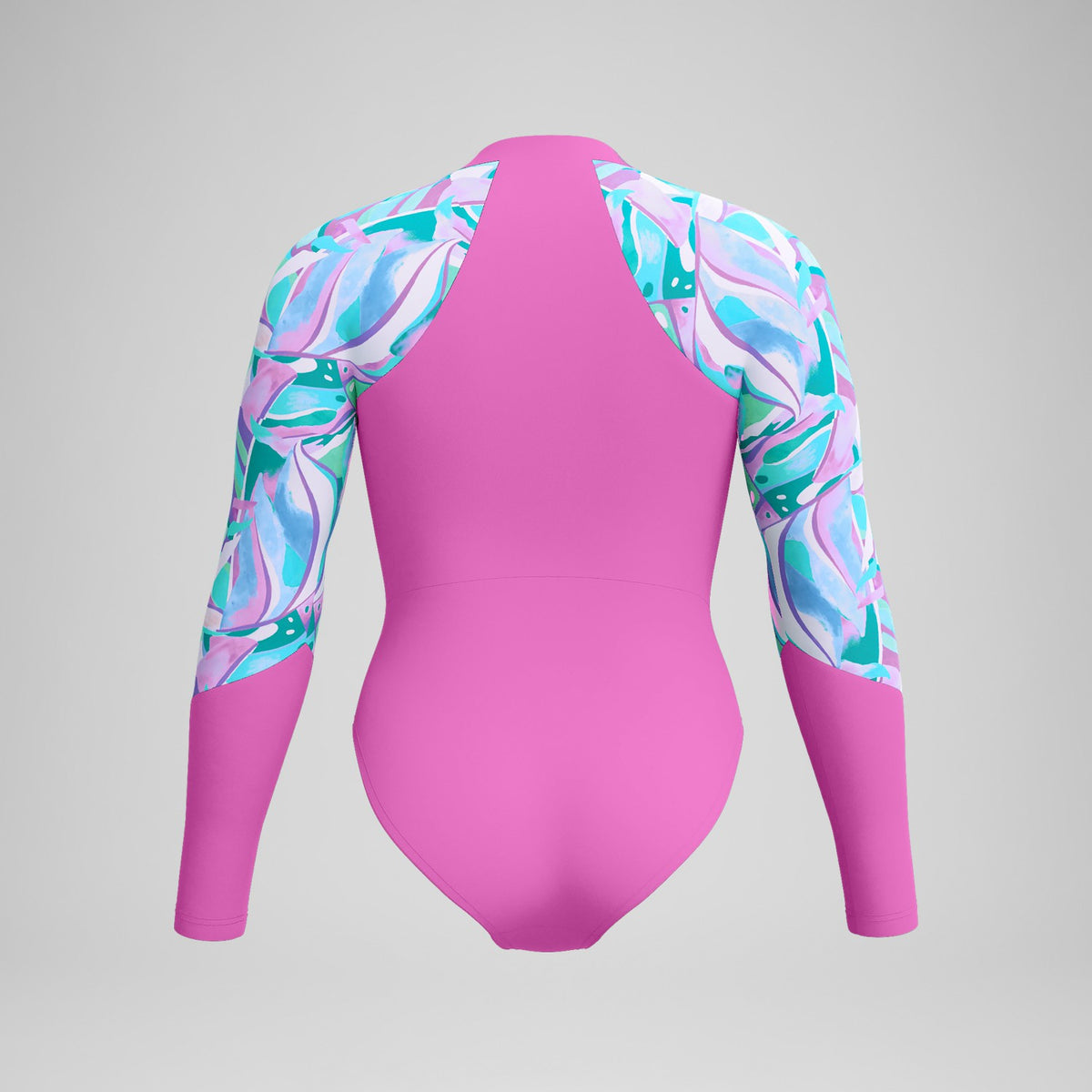 Speedo Printed Long Sleeve Swimsuit Pink