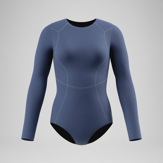Speedo Ocean Flex Long Sleeve Zip Swimsuit Grey/Blue