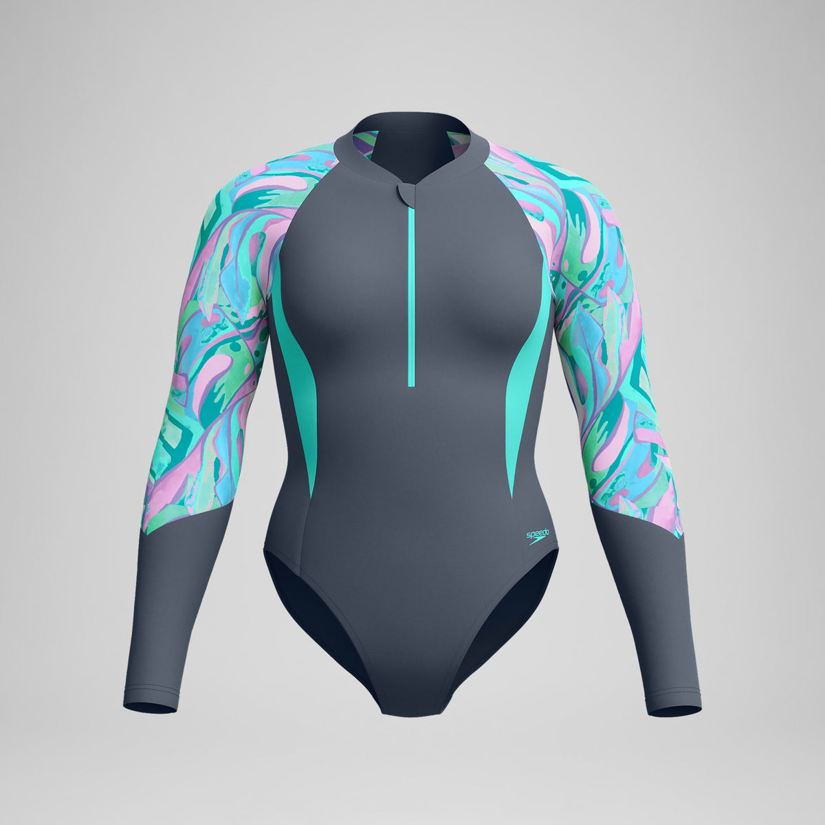 Speedo Long Sleeve Swimsuit Grey/Green
