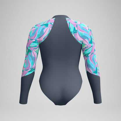 Speedo Long Sleeve Swimsuit Grey/Green