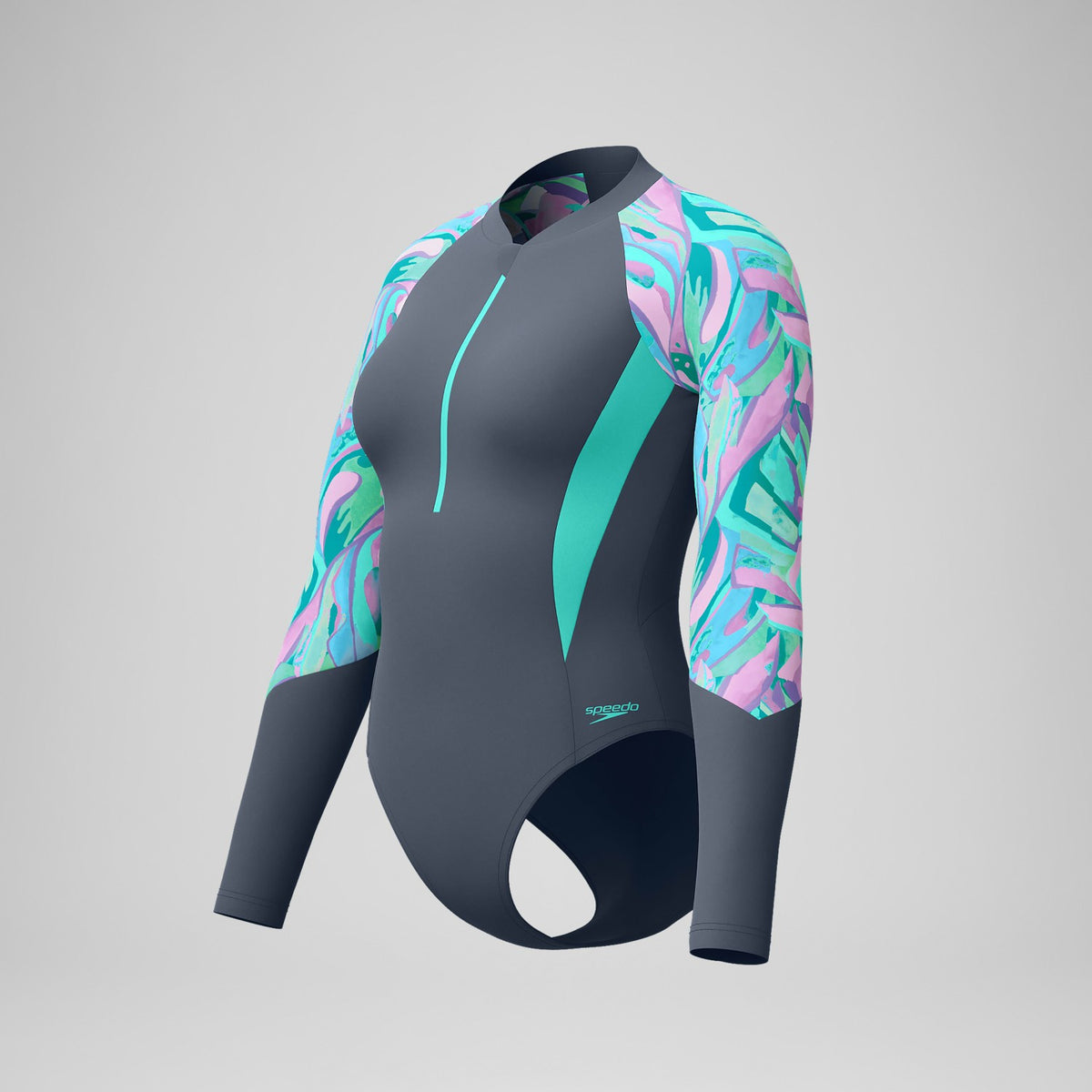 Speedo Long Sleeve Swimsuit Grey/Green