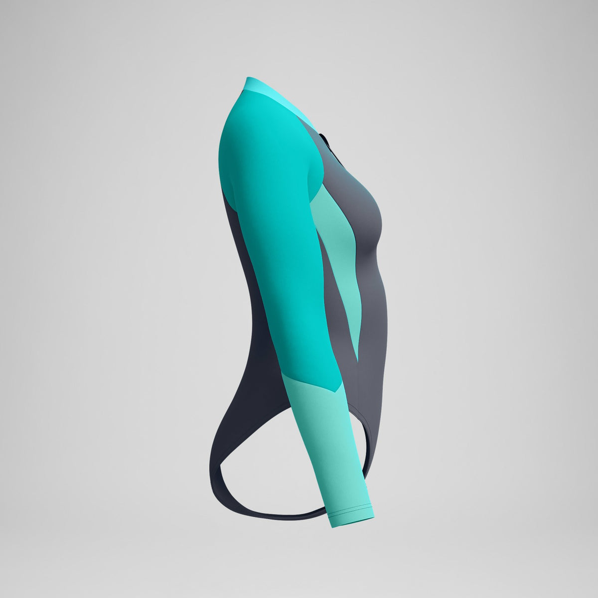 Speedo Colourblock Long Sleeve Swimsuit Grey/Turquoise