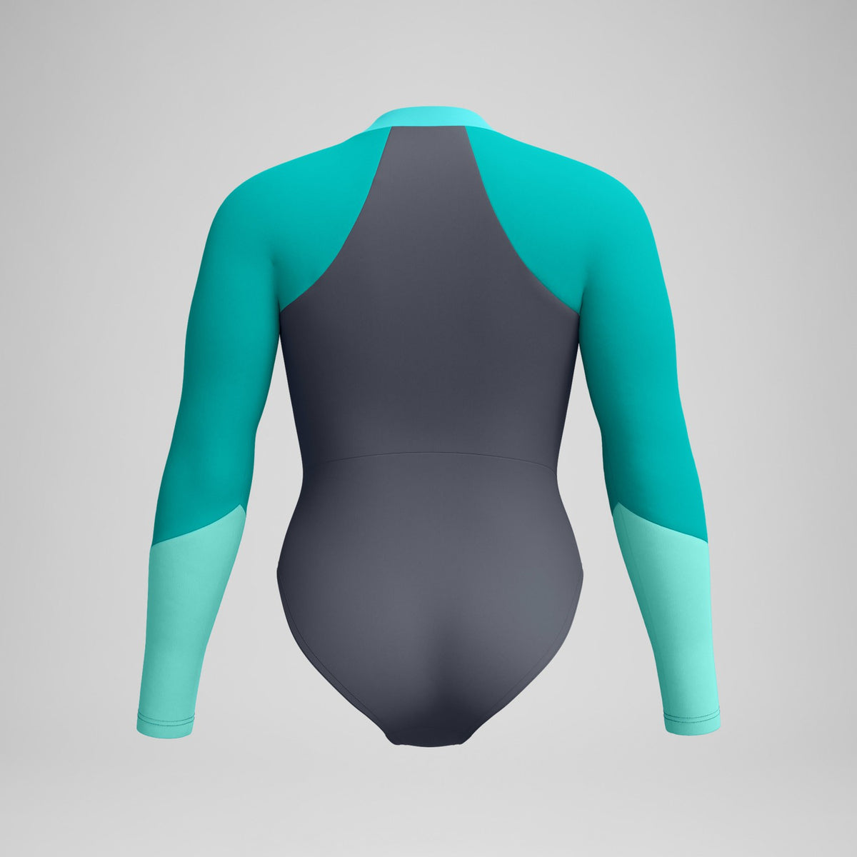 Speedo Colourblock Long Sleeve Swimsuit Grey/Turquoise