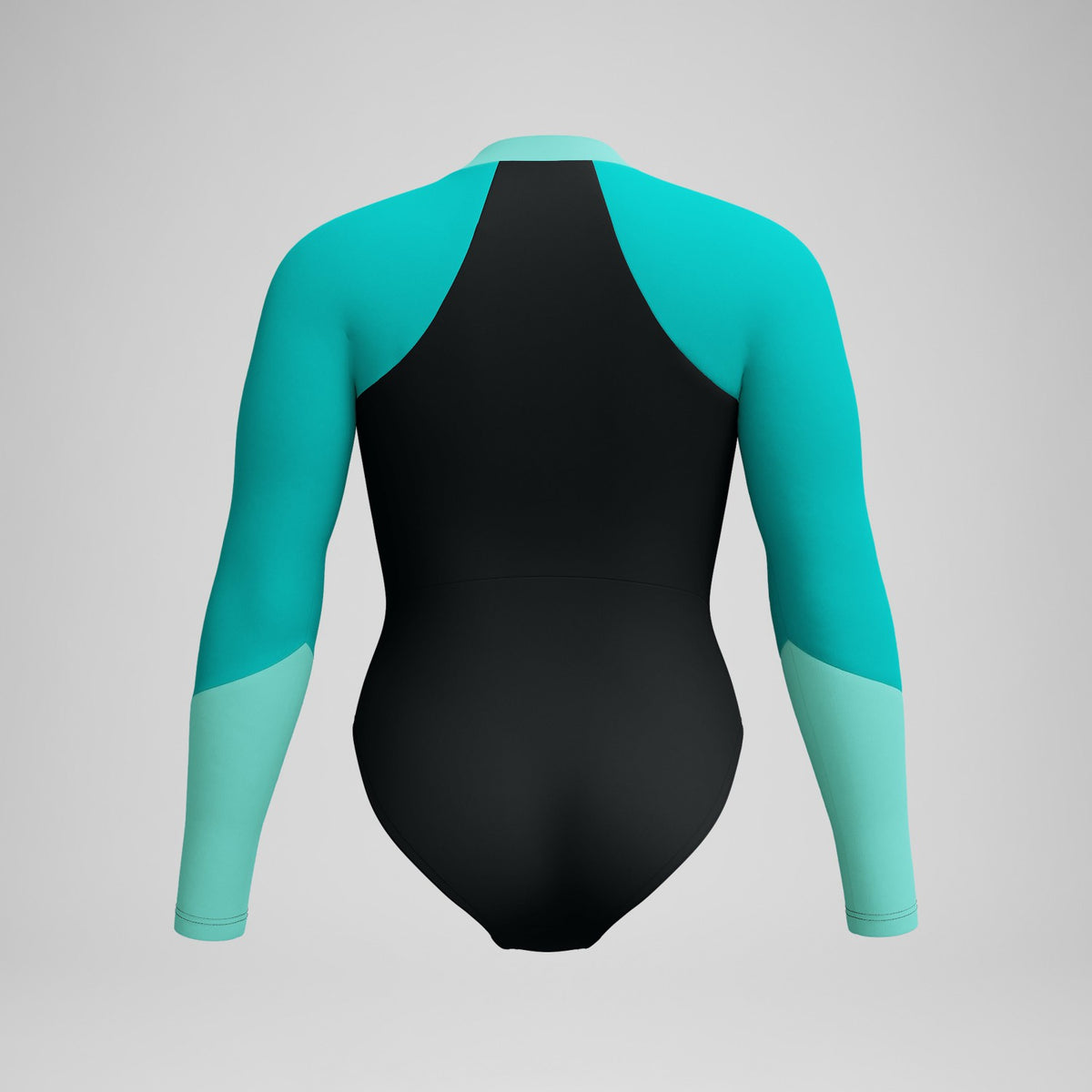 Speedo Colourblock Long Sleeve Swimsuit Black/Turquoise