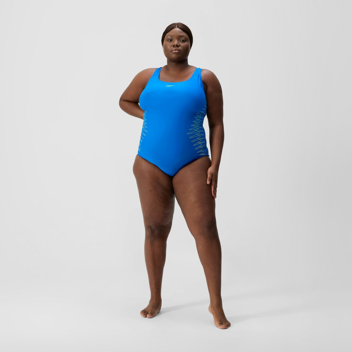 Speedo Plus Size Placement Medalist Swimsuit Blue