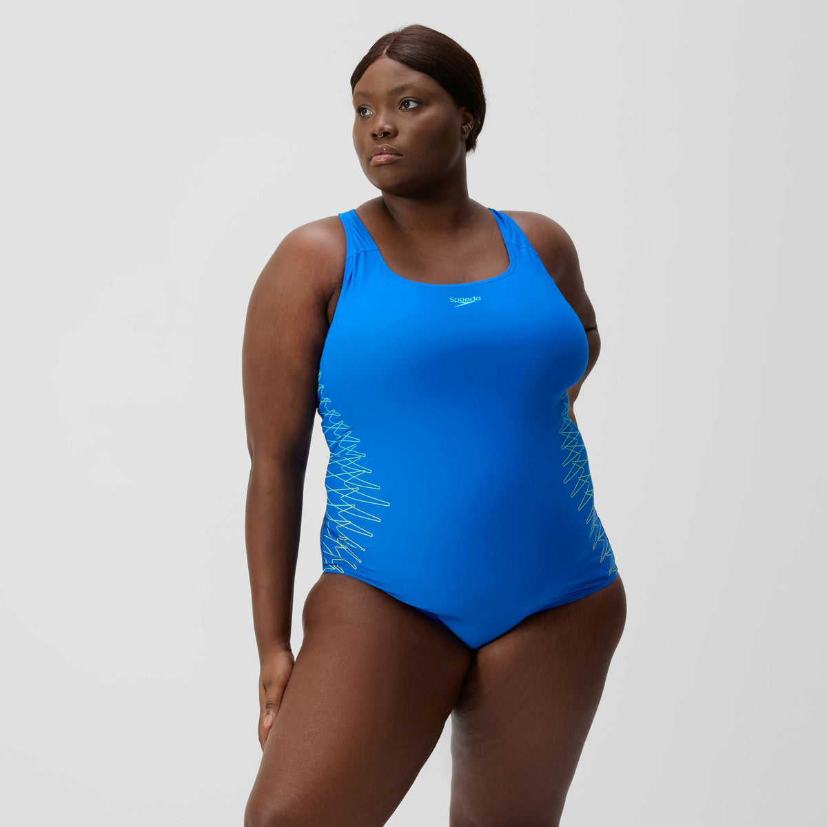 Speedo Plus Size Placement Medalist Swimsuit Blue