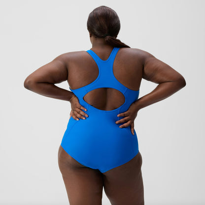 Speedo Plus Size Placement Medalist Swimsuit Blue