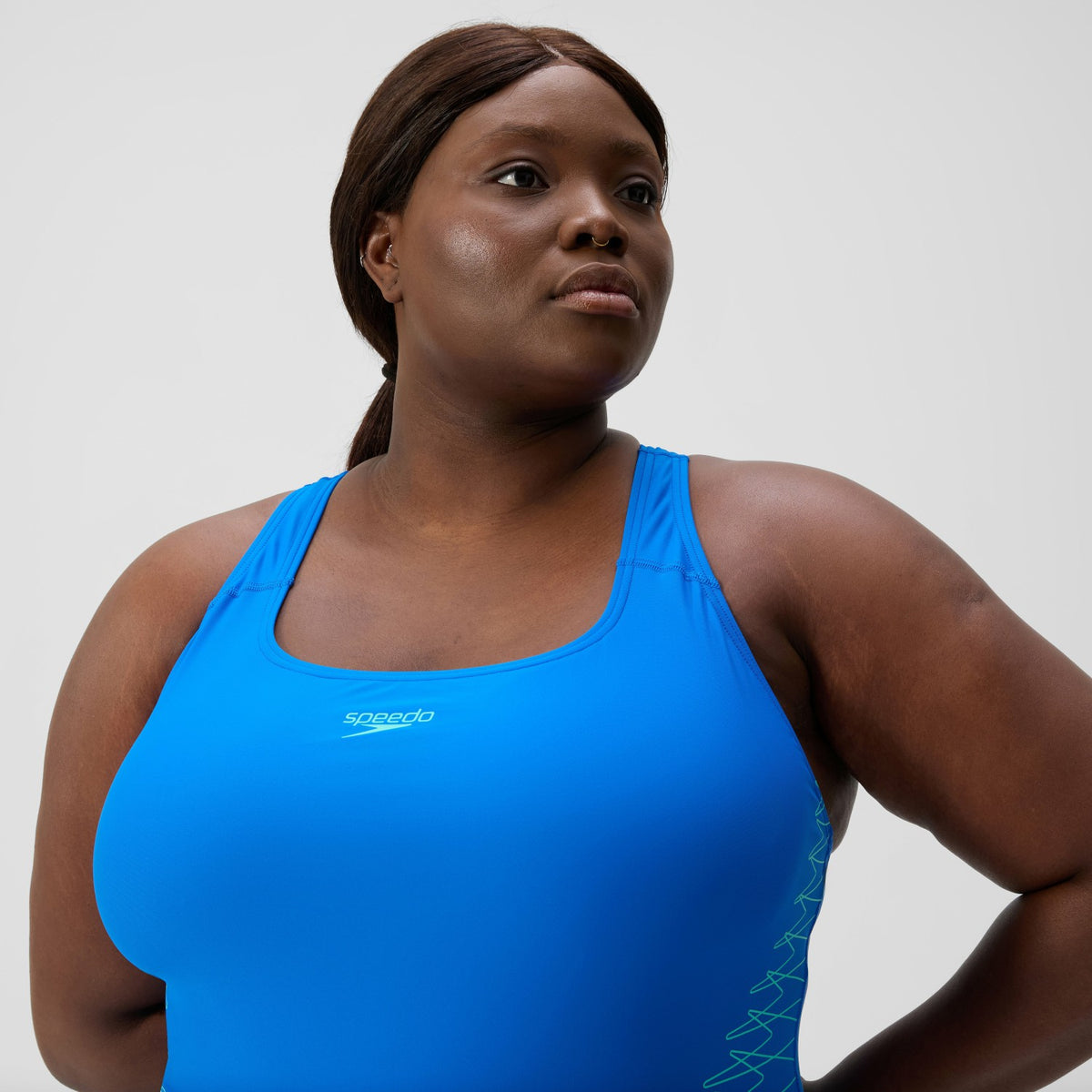 Speedo Plus Size Placement Medalist Swimsuit Blue