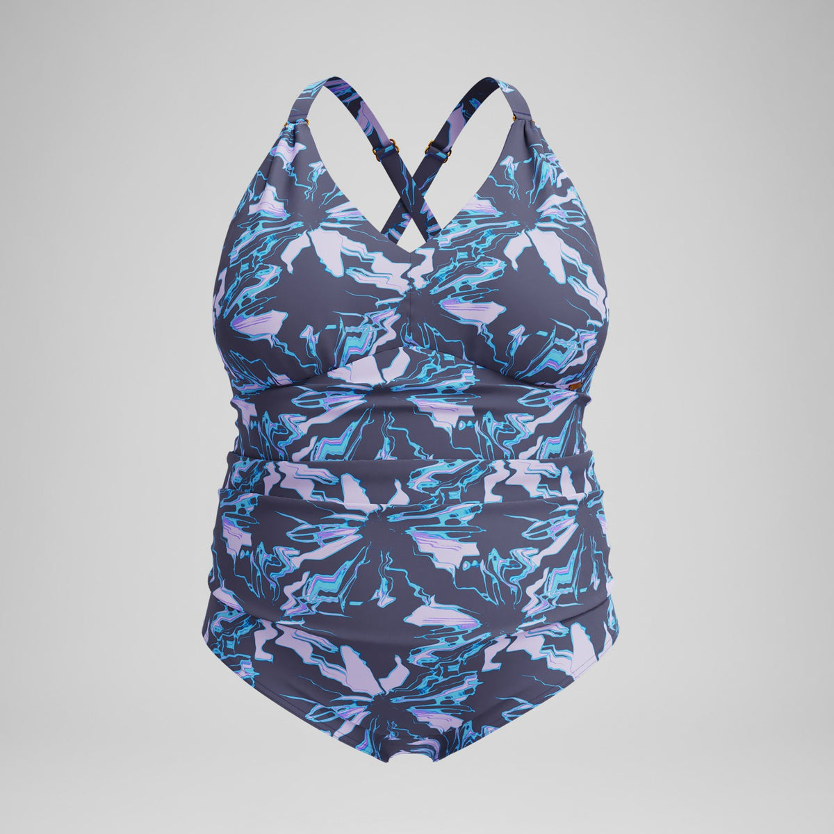 Speedo Plus Size Shaping V Neck Swimsuit Grey/Blue