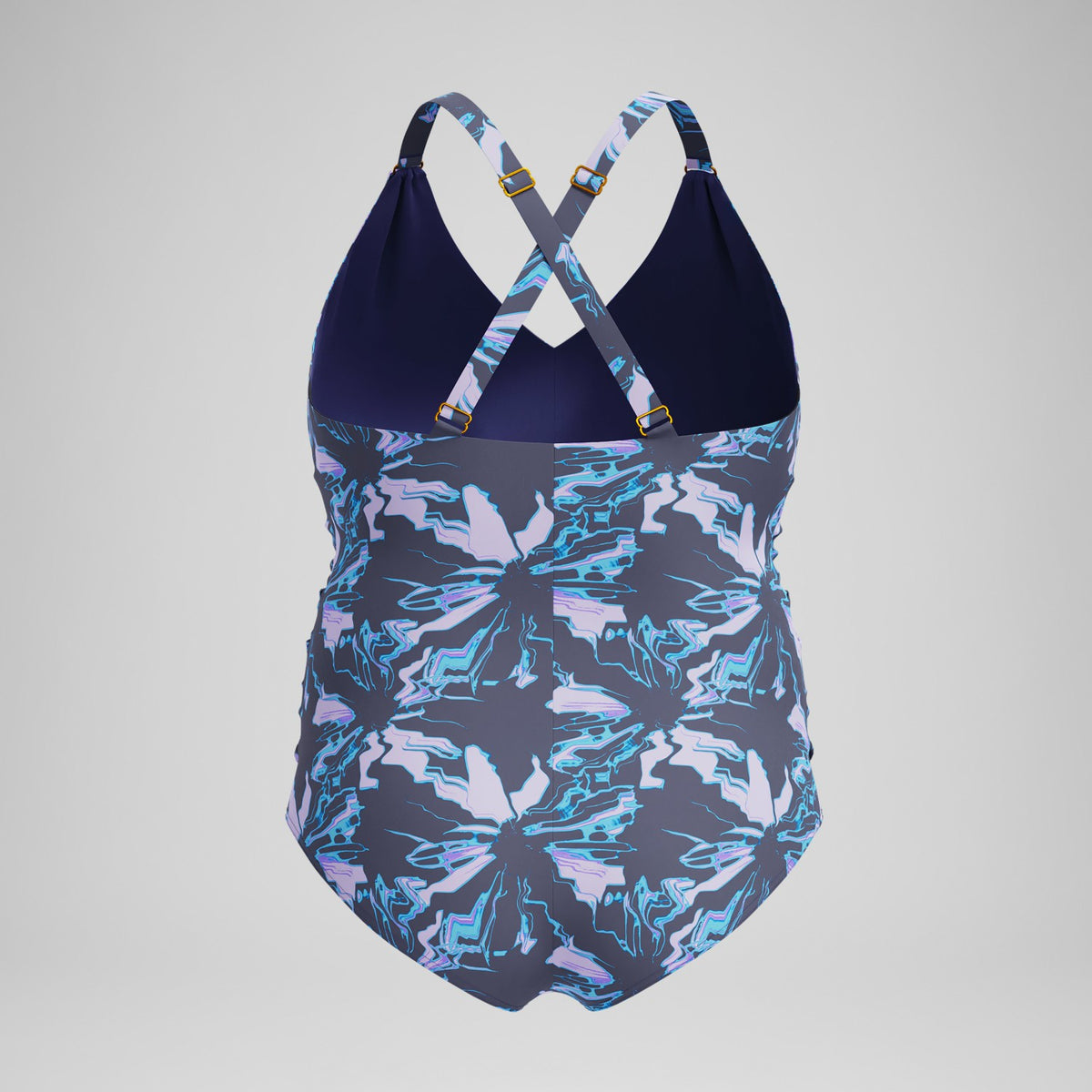 Speedo Plus Size Shaping V Neck Swimsuit Grey/Blue
