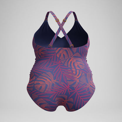 Speedo Plus Size Shaping V Neck Swimsuit Pink/Orange