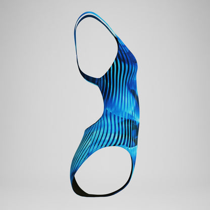 Speedo Club Training Printed Leaderback Swimsuit Blue