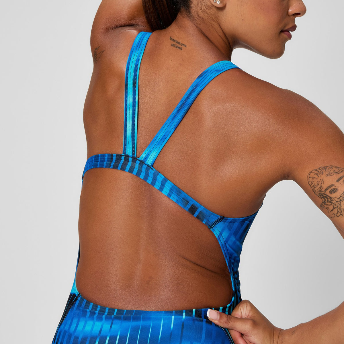 Speedo Club Training Printed Leaderback Swimsuit Blue