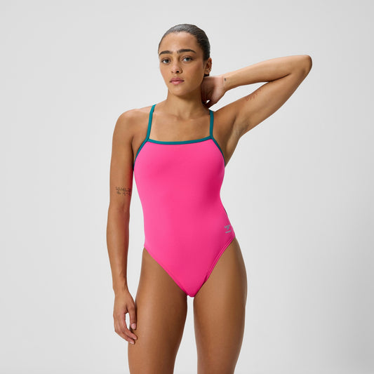 Speedo Club Training Tri Back Swimsuit Pink