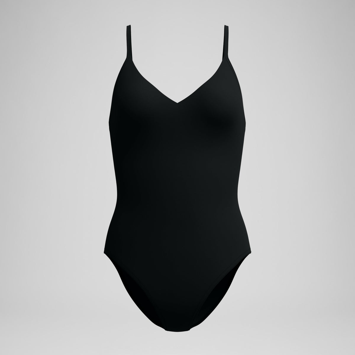 Speedo Solid V-Neck Swimsuit Black