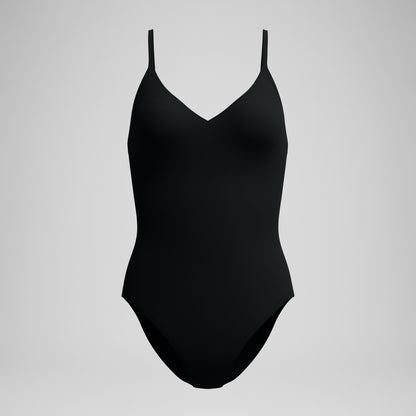 Speedo Solid V-Neck Swimsuit Black
