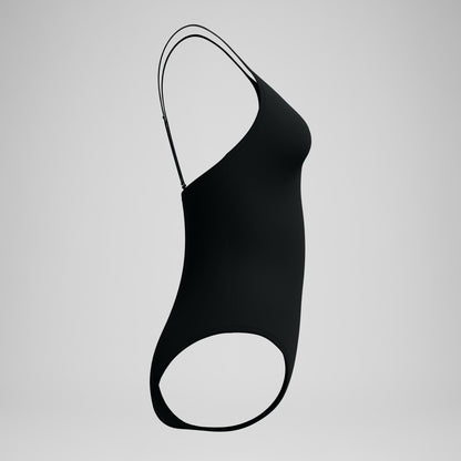 Speedo Solid V-Neck Swimsuit Black