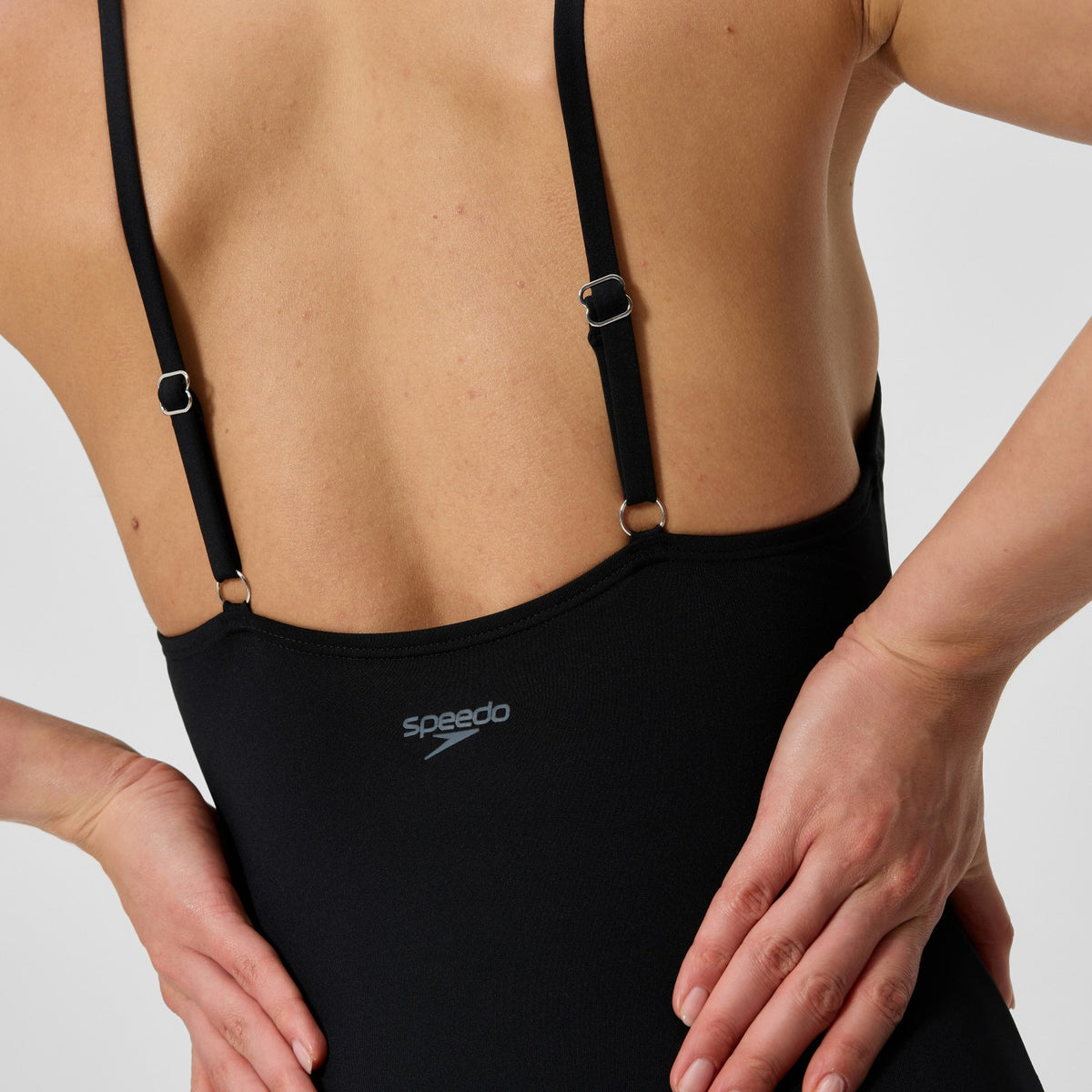Speedo Solid V-Neck Swimsuit Black