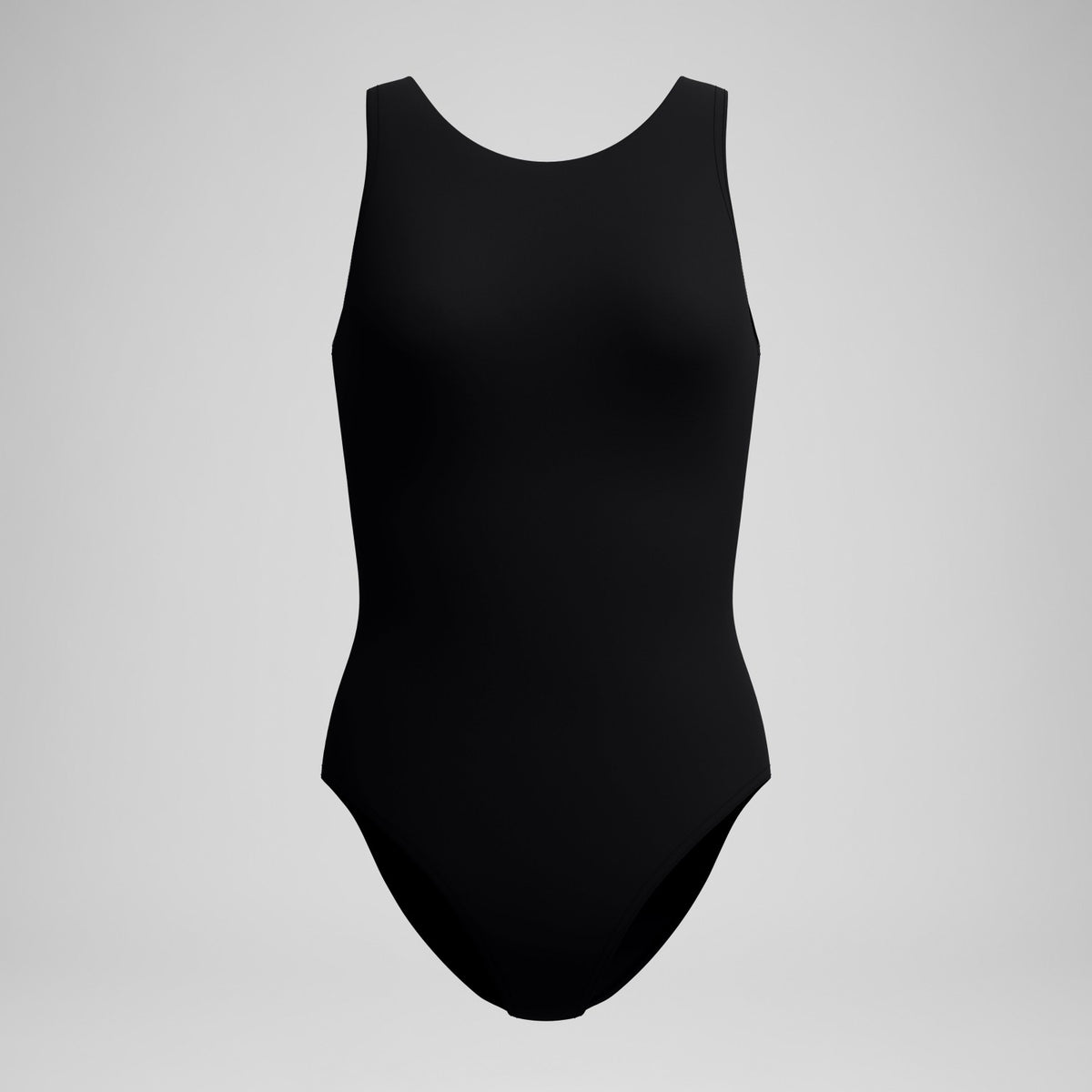 Speedo Solid High Neck Swimsuit Black