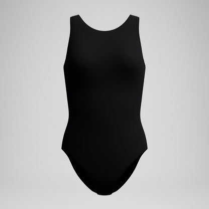 Speedo Solid High Neck Swimsuit Black