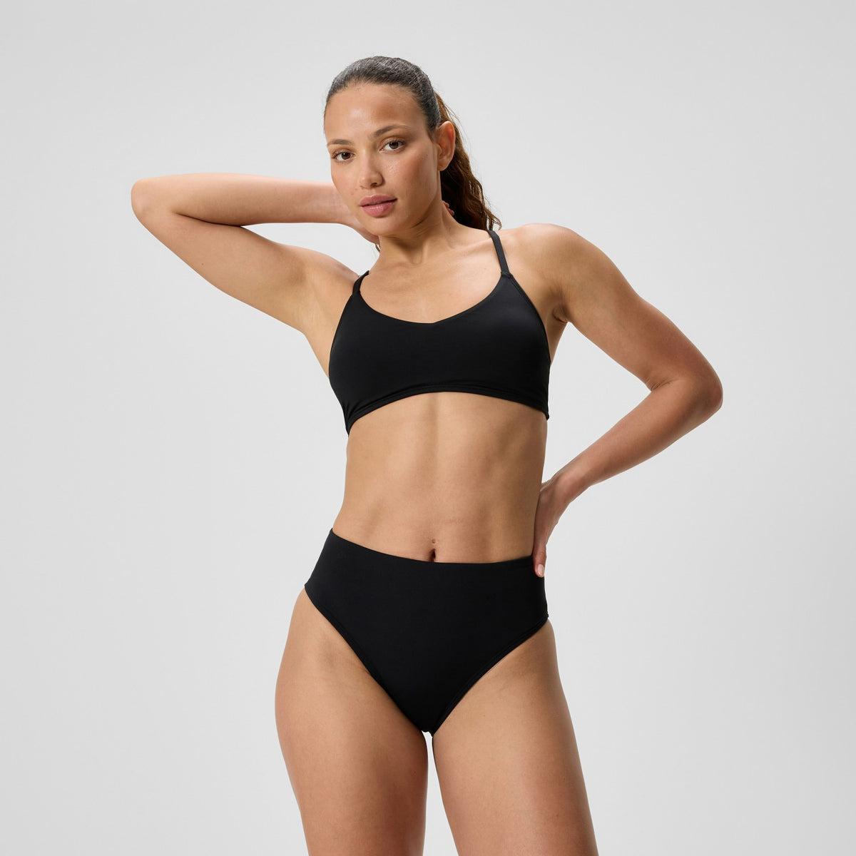 Speedo Cheeky High Waist Bikini Bottom Black