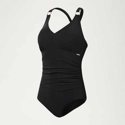 Speedo Shaping V Neck Swimsuit Black