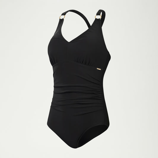 Speedo Shaping V Neck Swimsuit Black