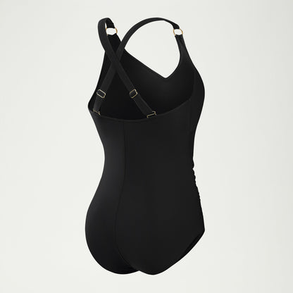 Speedo Shaping V Neck Swimsuit Black