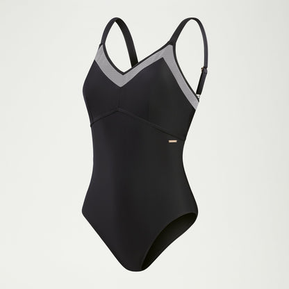 Speedo Shaping Mesh Detail Swimsuit Black