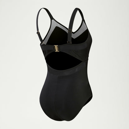 Speedo Shaping Mesh Detail Swimsuit Black