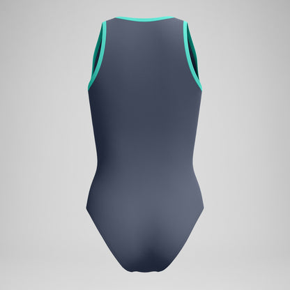 Speedo Printed Panel Hydrasuit Grey/Turquoise