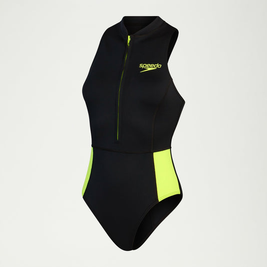 Speedo Sleeveless Thermal Swimsuit Black/Yellow