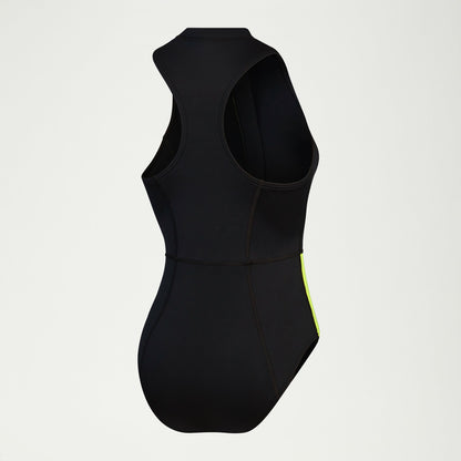 Speedo Sleeveless Thermal Swimsuit Black/Yellow