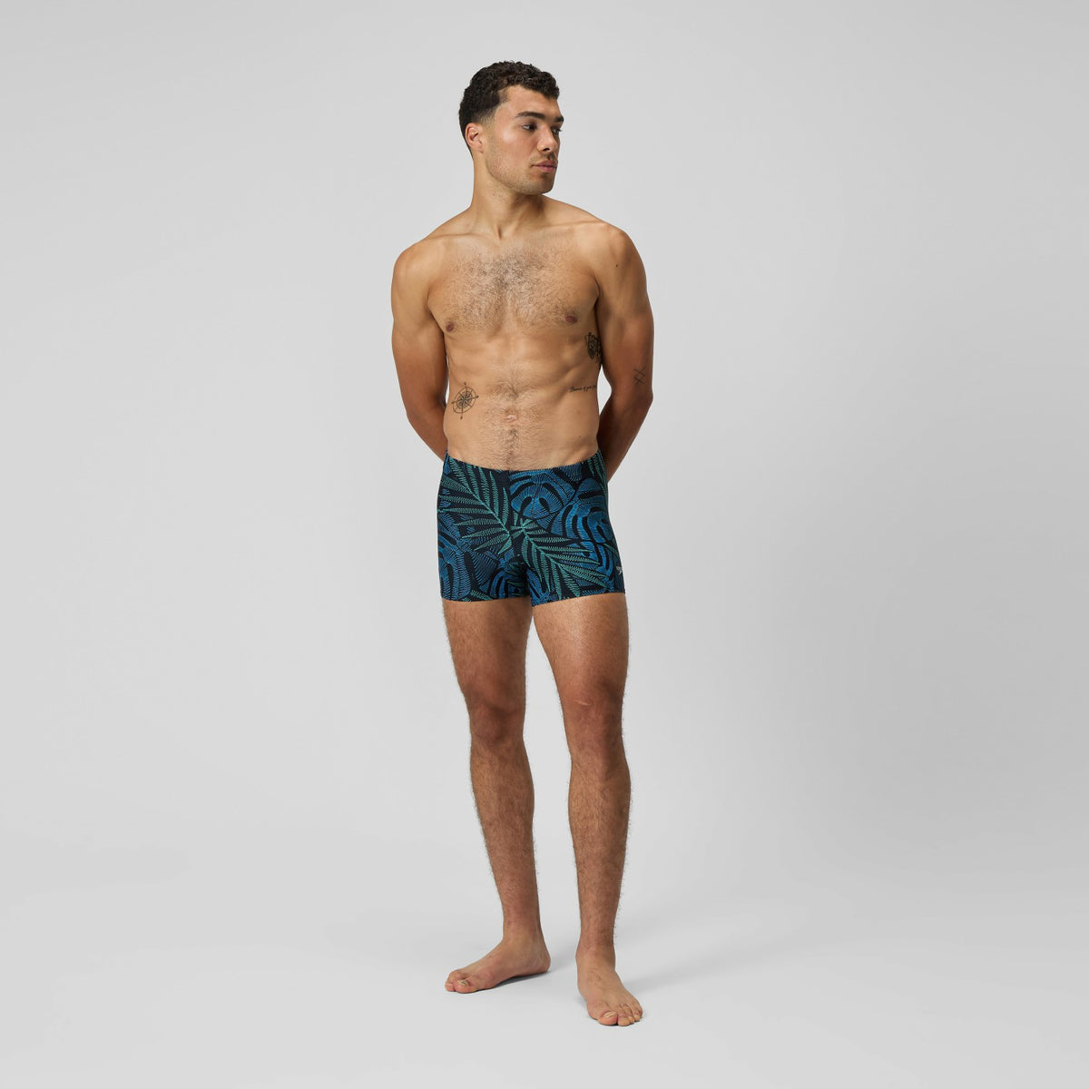 Speedo Print Beachstar Square Leg Black/Blue